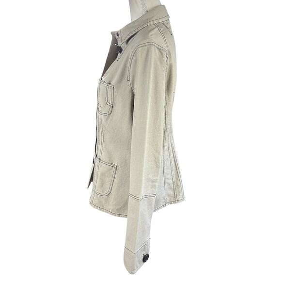 BKE Vintage Jacket Women Sze Large Light Tan Khaki Cotton Buttoned Utility Style - Picture 7 of 12
